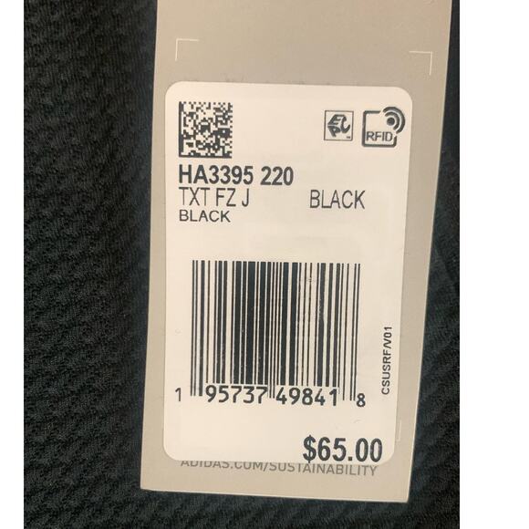 Adidas Women's MEDIUM Textured Full-Zip Jacket, Black - Picture 6 of 6